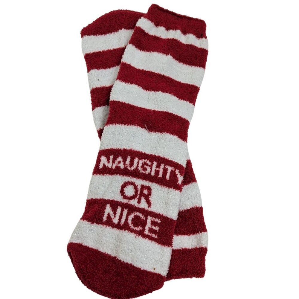 Target Women Red and White Christmas Naughty Nice Socks Holiday Feet